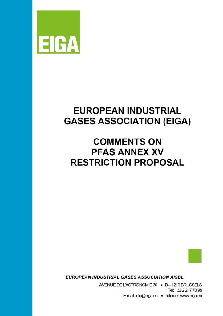 PFAS EIGA European Industrial Gases Association PFAS EIGA European Industrial Gases Association